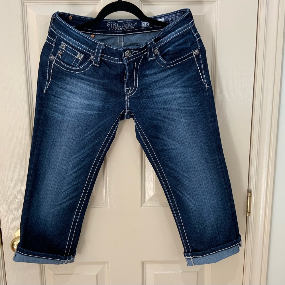 Miss Me Dark Wash Denim Cropped Capris